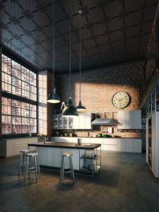 ciepłe światło w industrialnym wnętrzu
