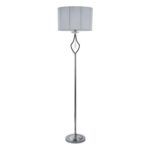 klasyczna lampa podłogowa z białym abażurem