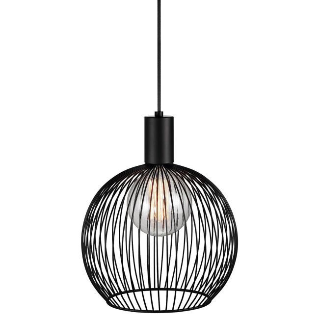 czarna okrągła lampa druciana