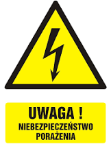 znak zachowaj bezpieczeństwo przy montażu lampy