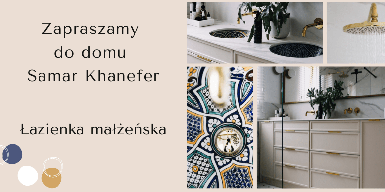 Zapraszamy do domu Samar Khanefer! Galeria zdjęć łazienki z marmurem i złotymi dodatkami