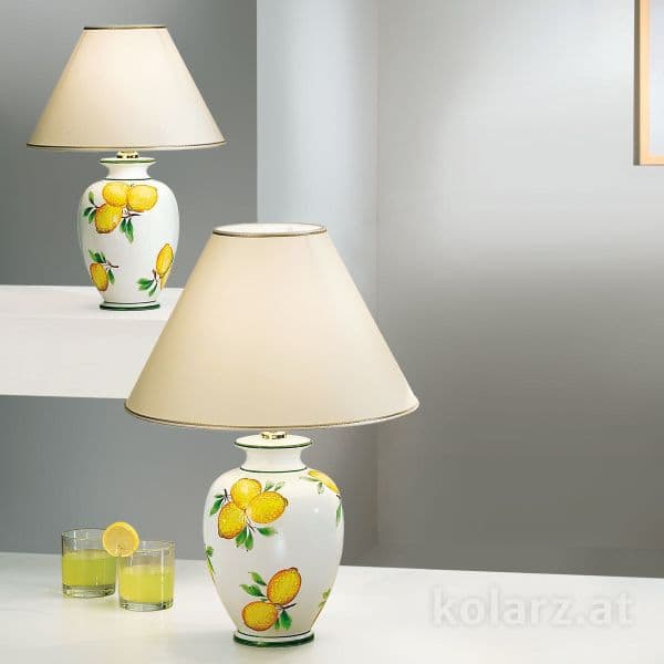 ceramiczna lampa stołowa biało-żółta