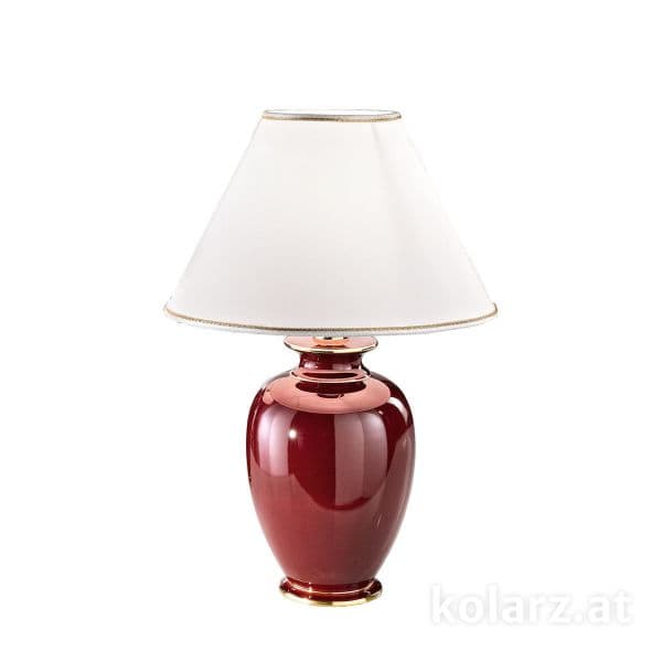 ceramiczna lampa stołowa z bordową podstawą