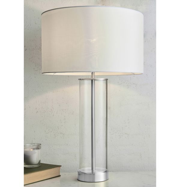 elegancka szklana lampa stołowa