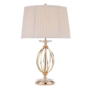 Elegancka lampa stołowa Grace - złota z plisowanym abażurem