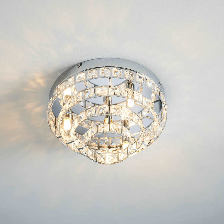 Elegancki plafon do sypialni Motown - Endon Lighting - srebrny, kryształki