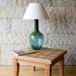 Lampa stołowa Rafaello - szklana z białym abażurem - Gie El Home - turkusowa - 2