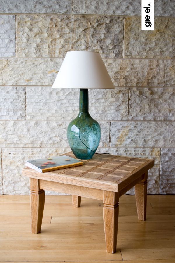 Lampa stołowa Rafaello - szklana z białym abażurem - Gie El Home - turkusowa - 2