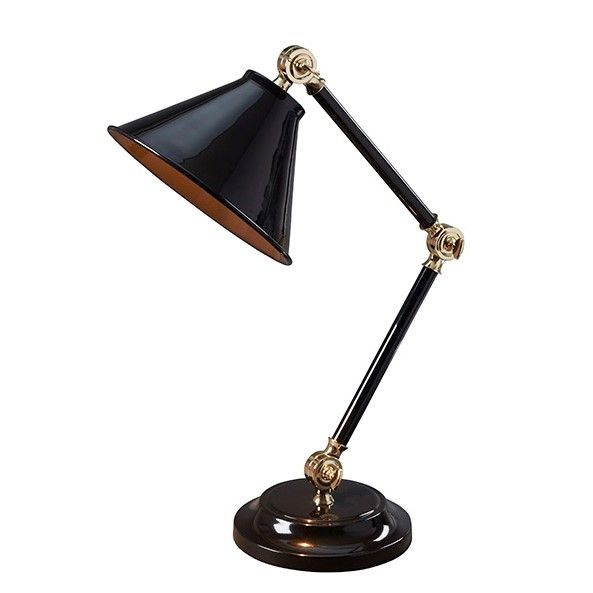 czarna lampa biurkowa elegancka, klasyczna