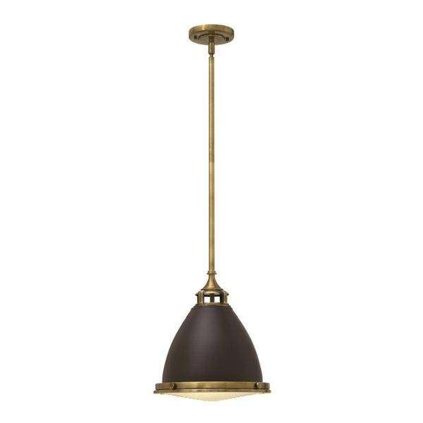 metalowa lampa w stylu hamptons - brązowa