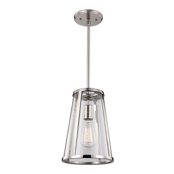 Mała lampa wisząca w stylu Hampton - Sutton - Ardant Decor - szklana, srebrna