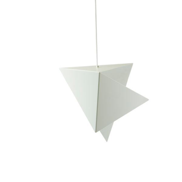 biała, geometryczna lampa wisząca, origami