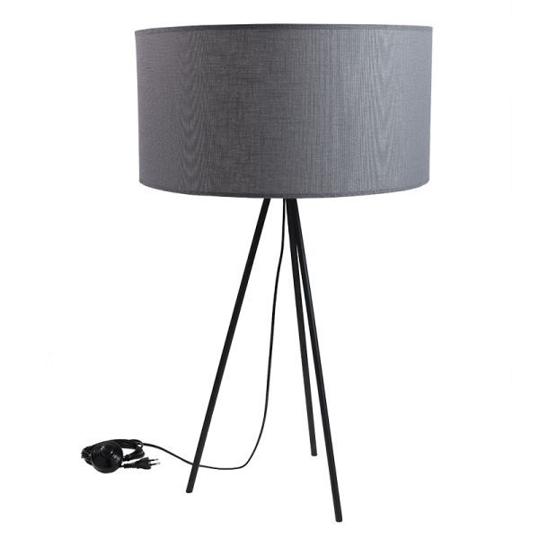 lampa stołowa czarny trójnóg z abażurem