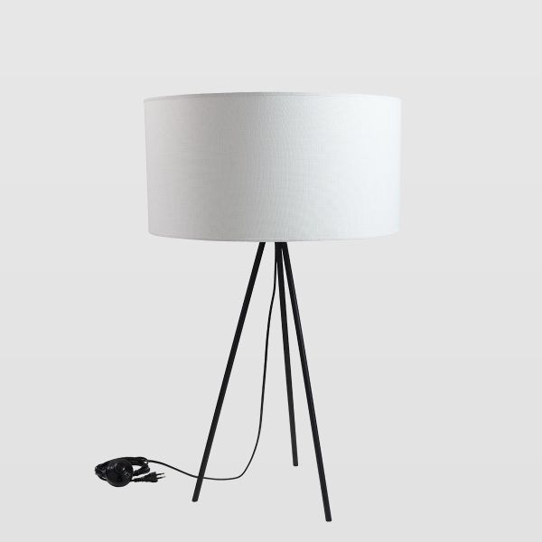 Lampa stołowa Trinity - Gie El Home - biały abażur, czarny trójnóg