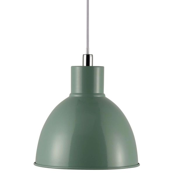 zielona, metalowa lampa wisząca industrial