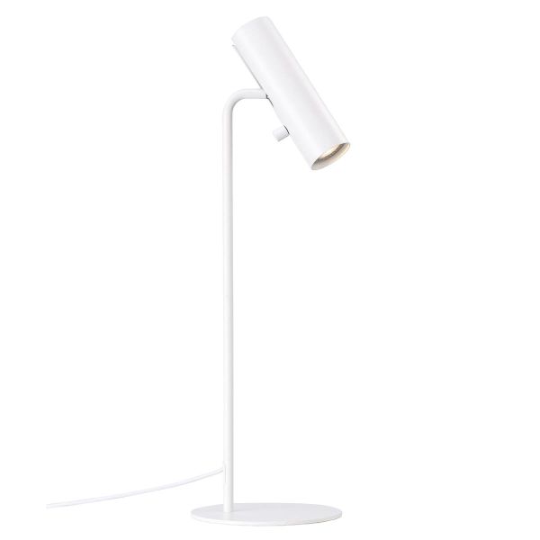 Minimalistyczna lampa stołowa MIB - biały klosz, metal