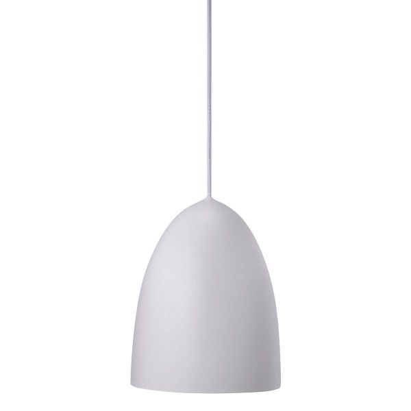 biała lampa wisząca w stylu nowoczesnym z dużym kloszem - aranżacja