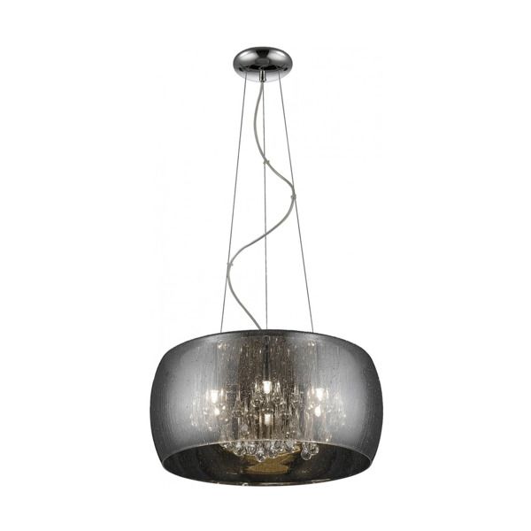 srebrna lampa wisząca z dekoracyjnymi kryształkami