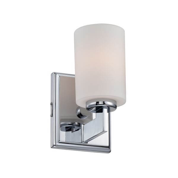 lampa ścienna na kwadratowej podstawie, z mlecznym kloszem, nowoczesna lampa do łazienki