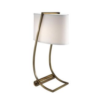 Nowoczesna lampa stołowa Lex - Ardant Decor - biały abażur, port USB