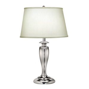 Elegancka lampa stołowa Stuyvesant - Ardant Decor - biały abażur, srebrna