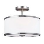 lampa sufitowa lub wisząca 2w1 biały klosz ze szkła w srebrnej oprawie, elegancka i nowoczesna