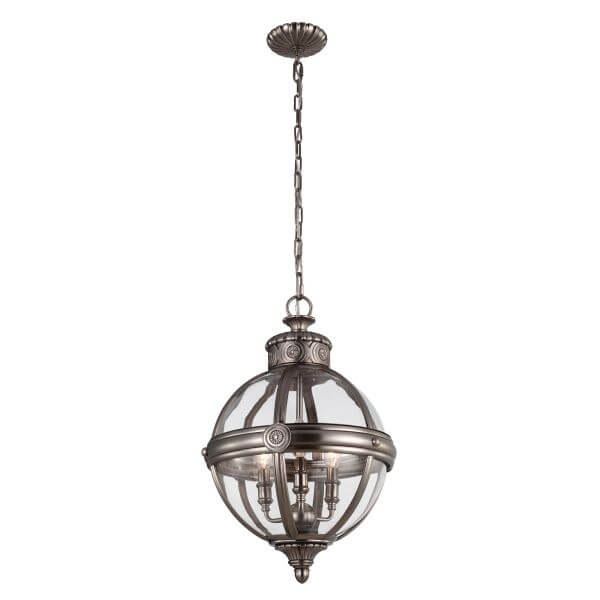 Szklana lampa wisząca Adams - brązowa, styl wiktoriański, kula