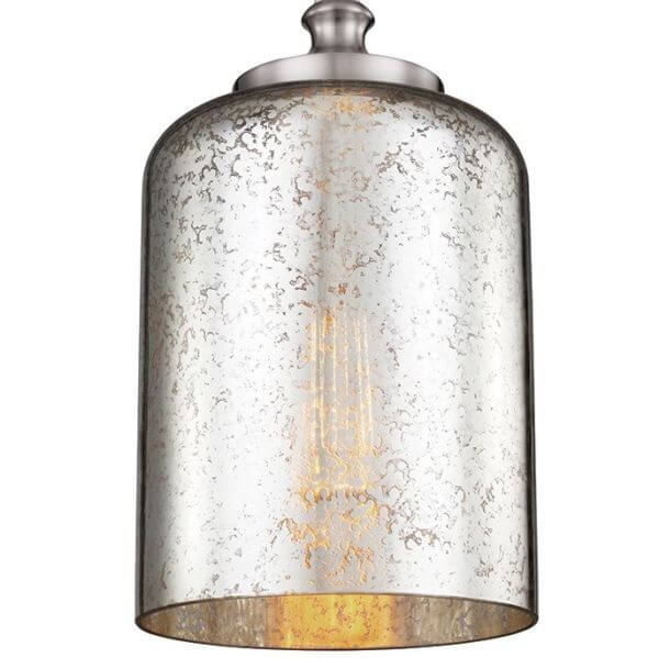 lampa ze szklanym kloszem ze srebrną fakturą