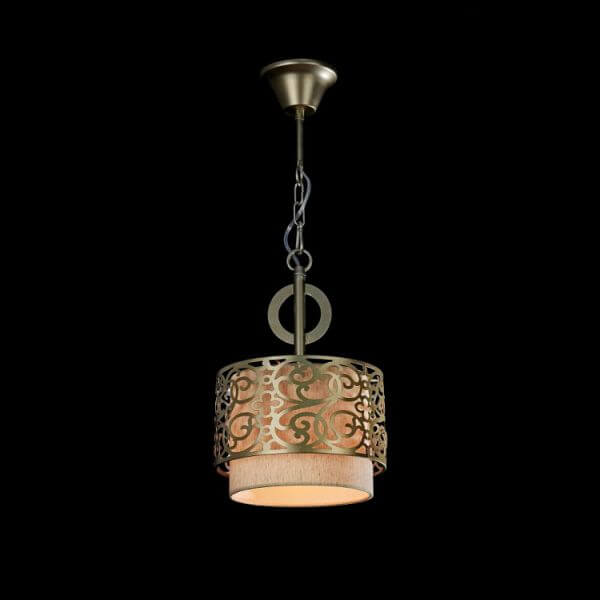 lampa wisząca okrągła z beżowym abażurem, klasyczna