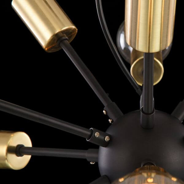 lampa wisząca typu sputnik, industrial, czarno-złota