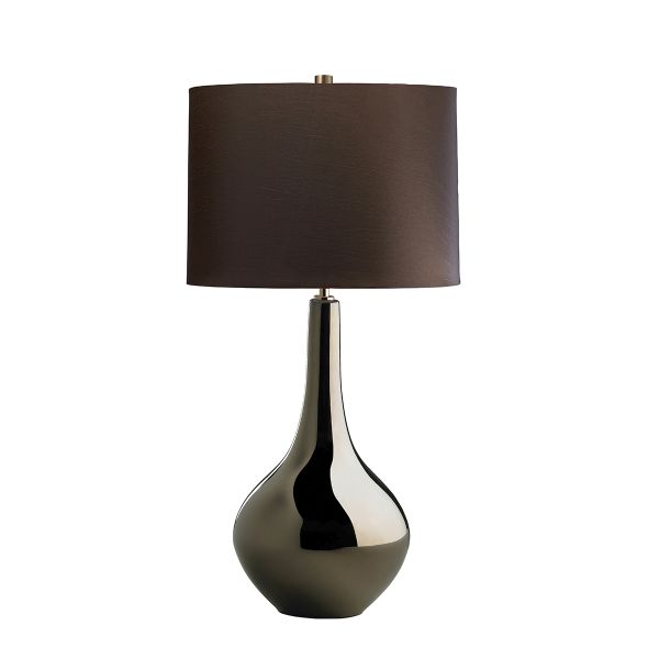 lampa stołowa z brązowym abażurem