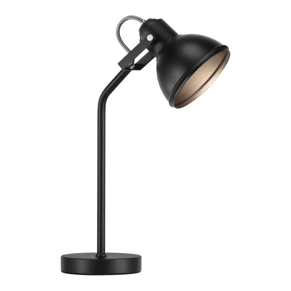 metalowa lampa biurkowa cała czarna, nowoczesna