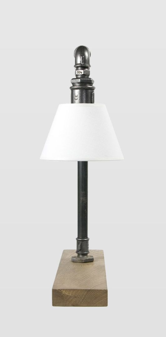 lampa stołowa z rur, biały abażur