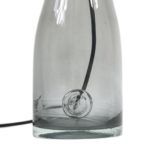 szklana lampa stołowa z pół transparentną podstawą