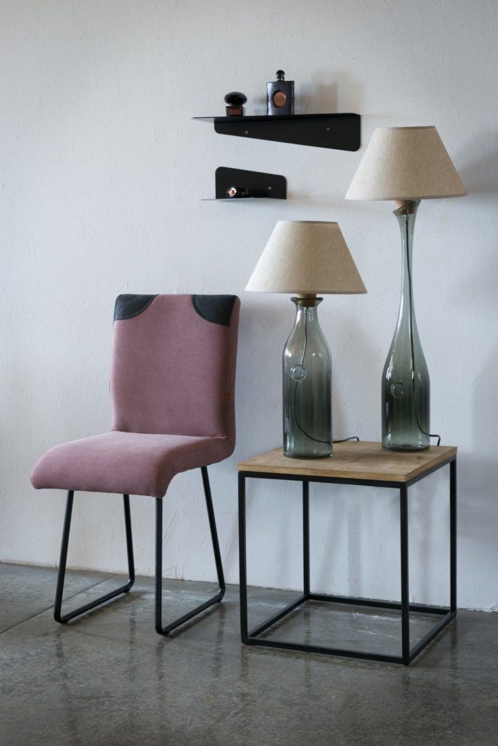 lampa stołowa z szarego, barwionego szła, produkt polski - aranżacja