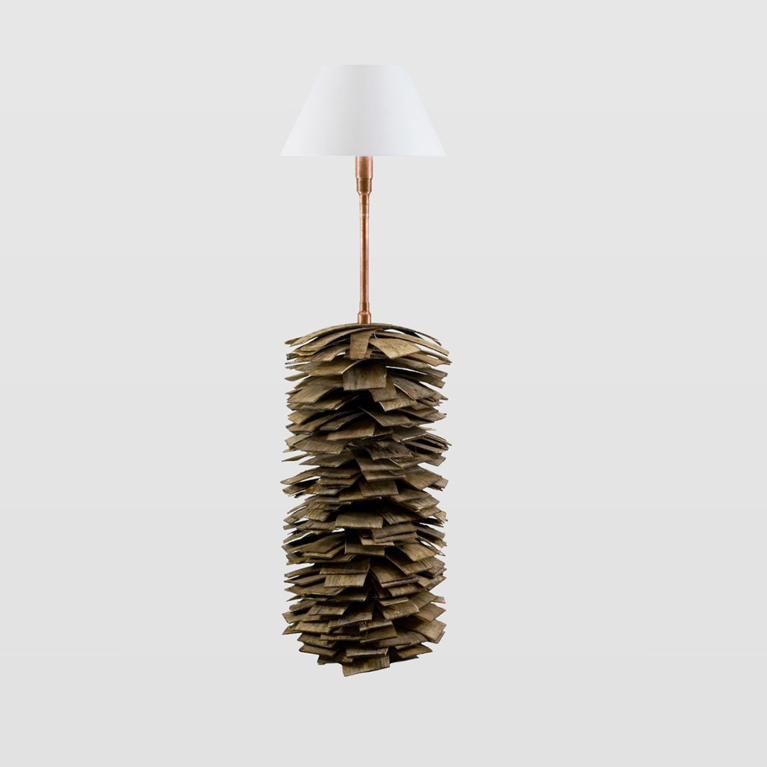 lampa podłogowa eko, postawa drewniana szyszka maxi