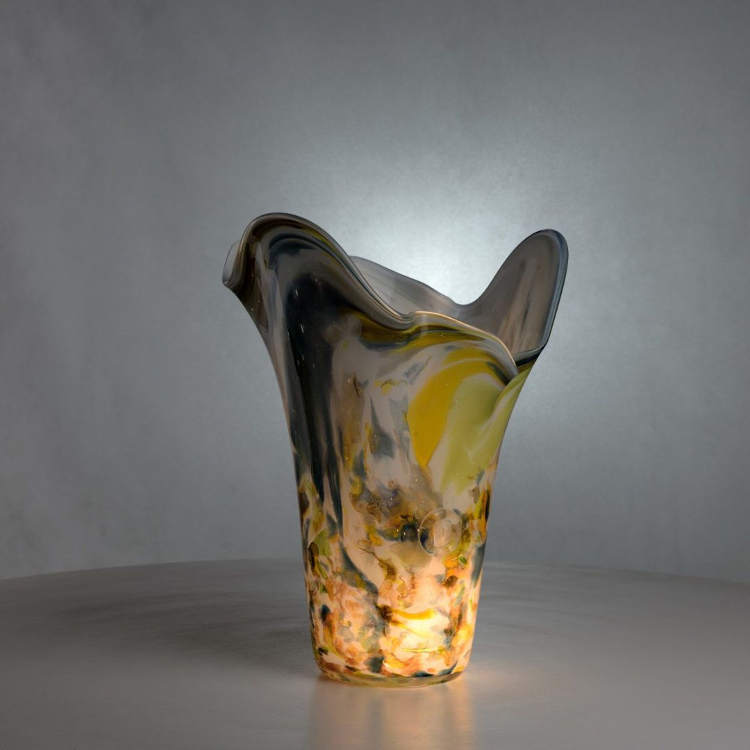 lampa stołowa wazon, kolorowe szkło