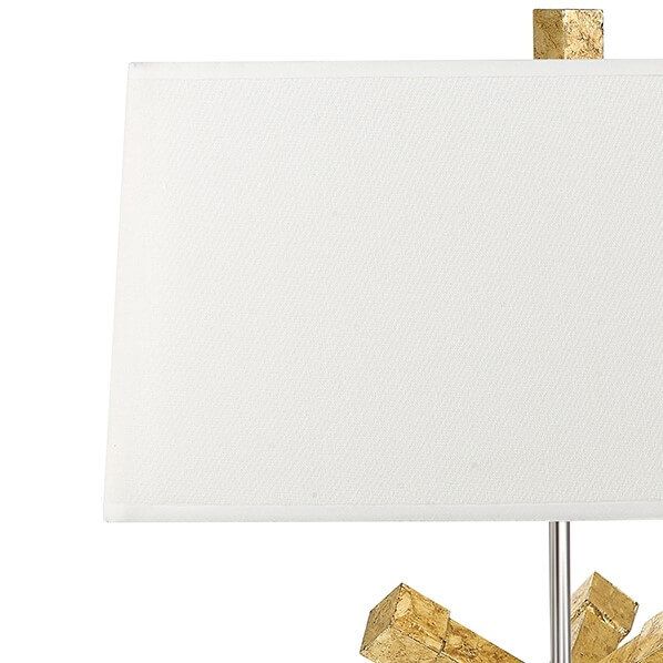 biały abażur do złotej lampy stołowej, elegancki, dobrej jakości