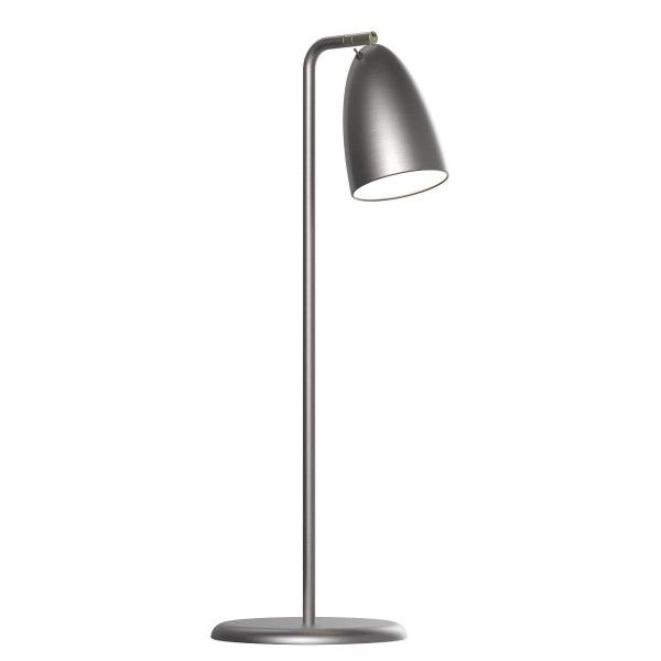 szara lampa biurkowa z metalu, nowoczesny design