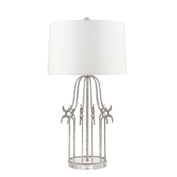 elegancka lampa stołowa w stylu prowansalskim, nowojorskim, biały abażur