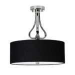 srebrna lampa sufitowa z czarnym abażurem, elegancka i stylowa, retro, nowoczesna, modern classic