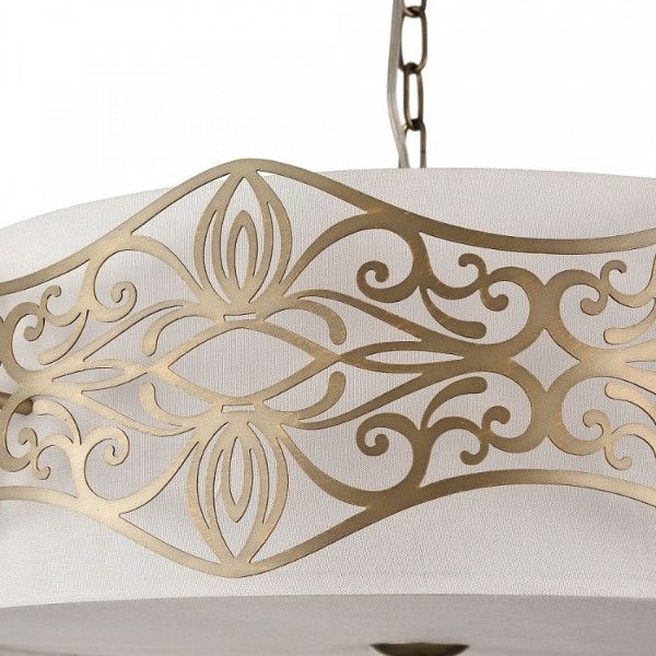 biała lampa wisząca ze złotymi zdobieniami, klasyczna, modern classic