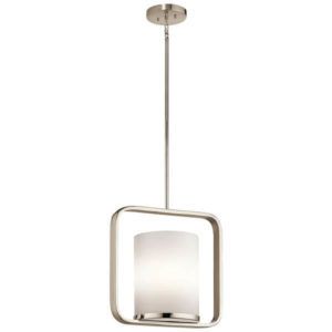 Minimalistyczna lampa wisząca City Loft - srebrna, mleczny klosz