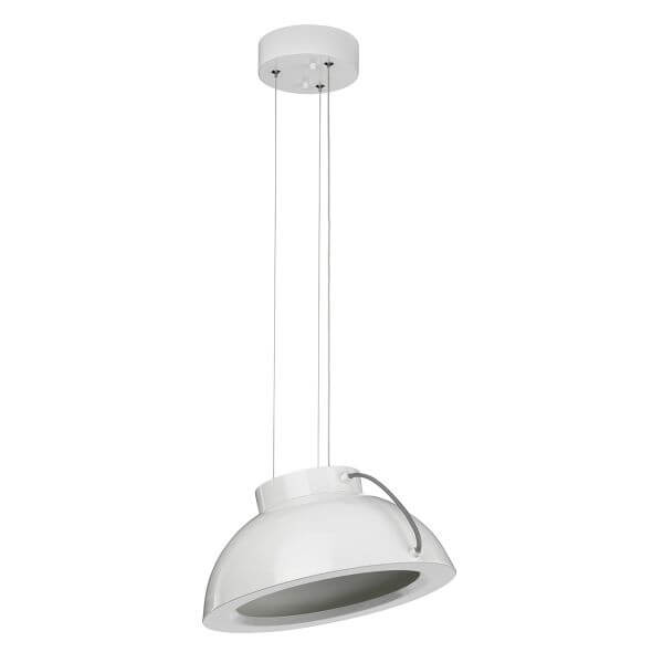 biała lampa wisząca w stylu futurystycznym, do wnętrz hi-tech