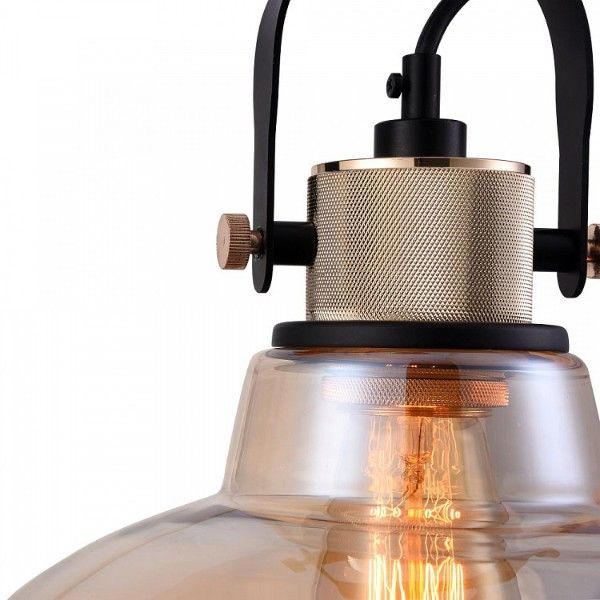 lampa wisząca przemysłowy design, beżowe szkło, transparentna