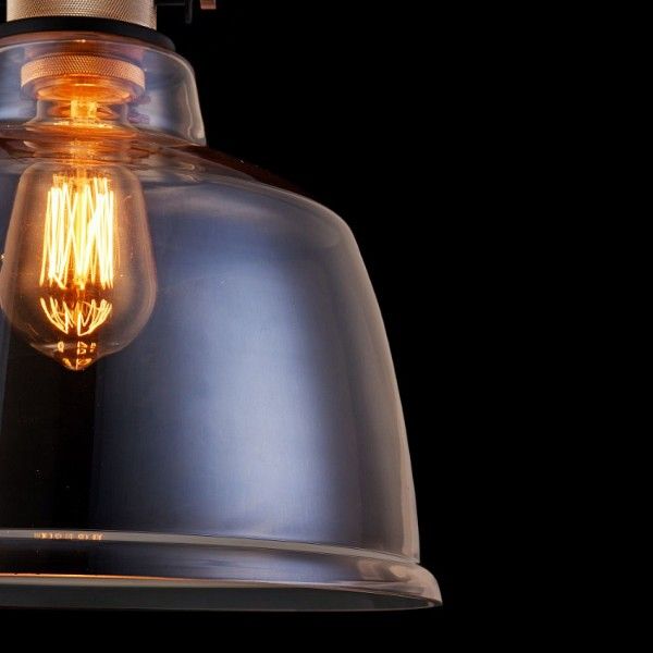 transparentna lampa wisząca, industrialna, beżowa