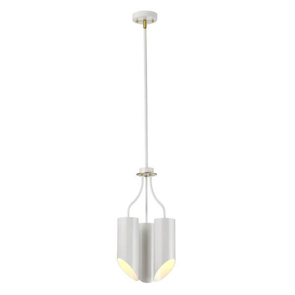 biała lampa wisząca w stylu hi-tech, modern, metalowa