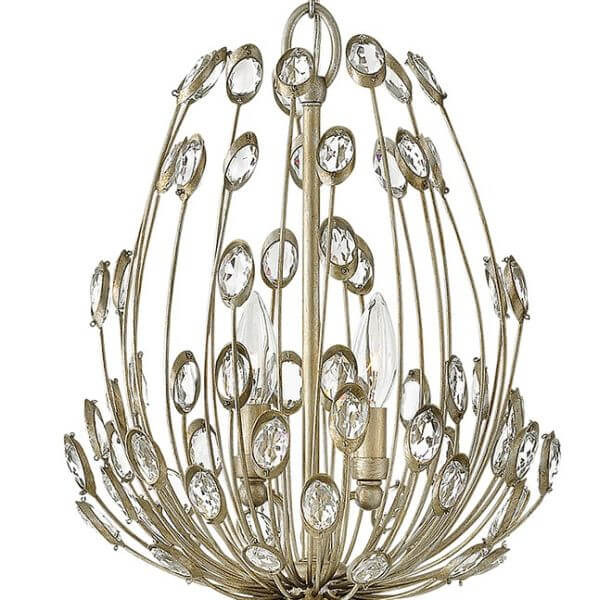 oryginalna lampa wisząca w stylu glamour, szampańskie złoto, kryształy