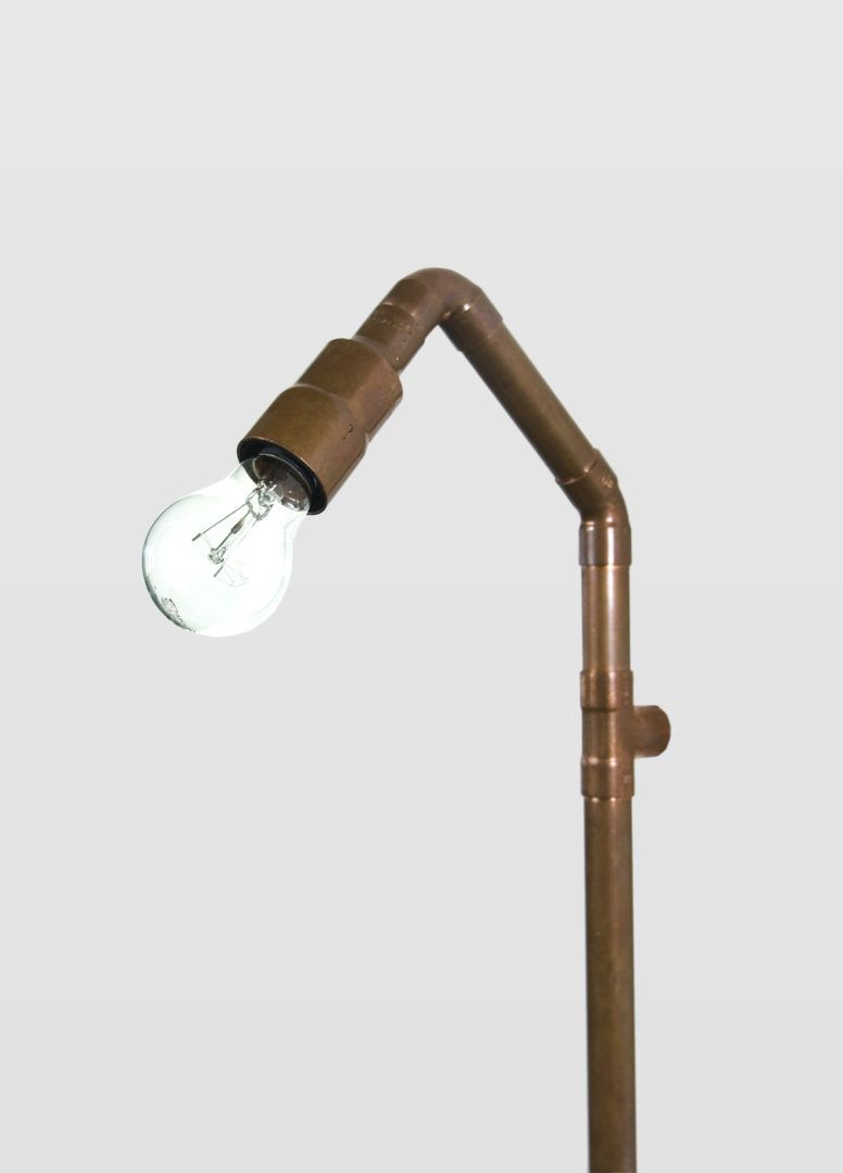 miedziana lampa ścienna, kinkiet industrialny