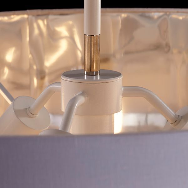 Biała lampa wisząca Modern - okrągły abażur srebrny w środku - 1